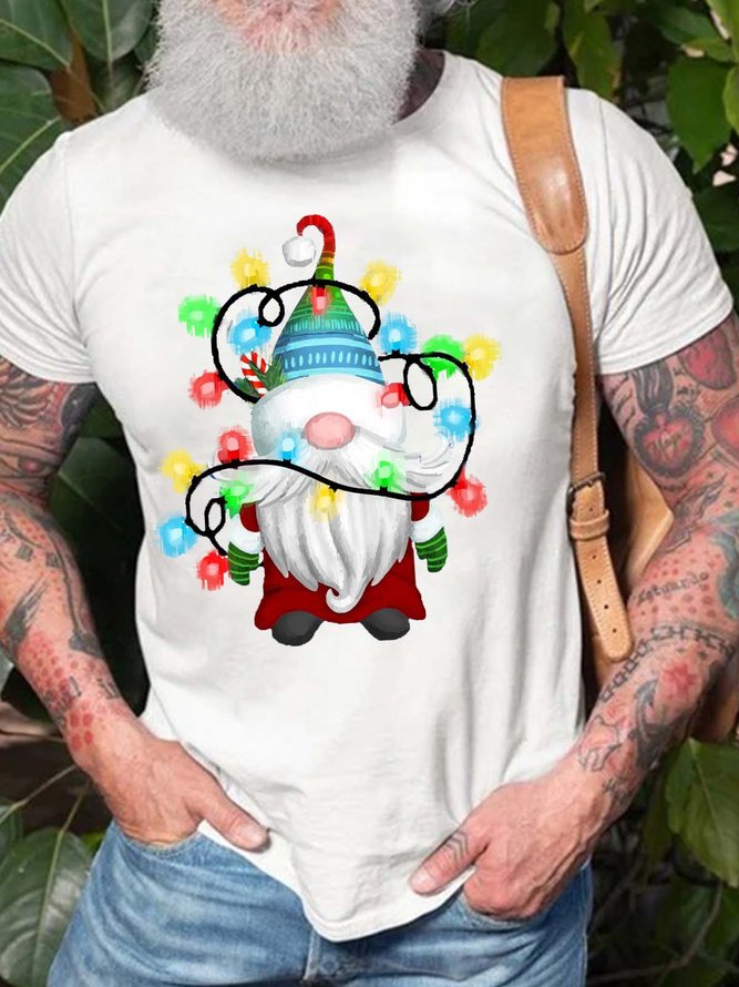 Men Merry Christmas Gnome Light Casual T-Shirt