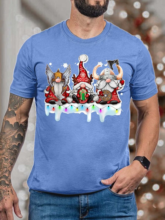 Men Merry Christmas Gnomes Light Casual Christmas T-Shirt