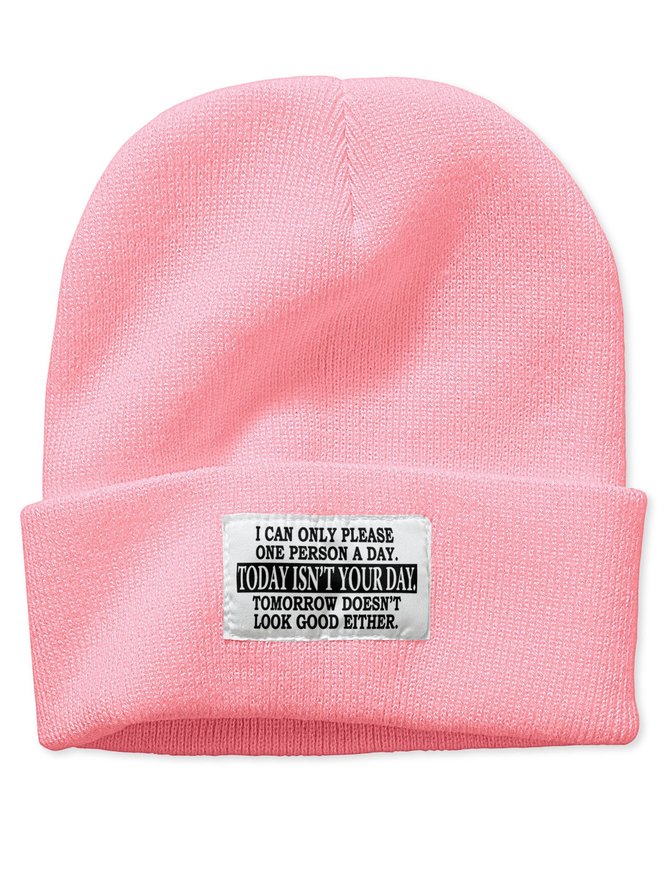 I Can Only Please One Person A Day Funny Text Letters Beanie Hat