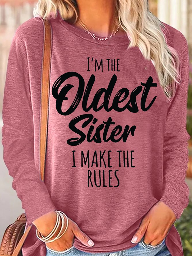 Women's Funny Sister Gift Old Sister Casual Long Sleeve Top
