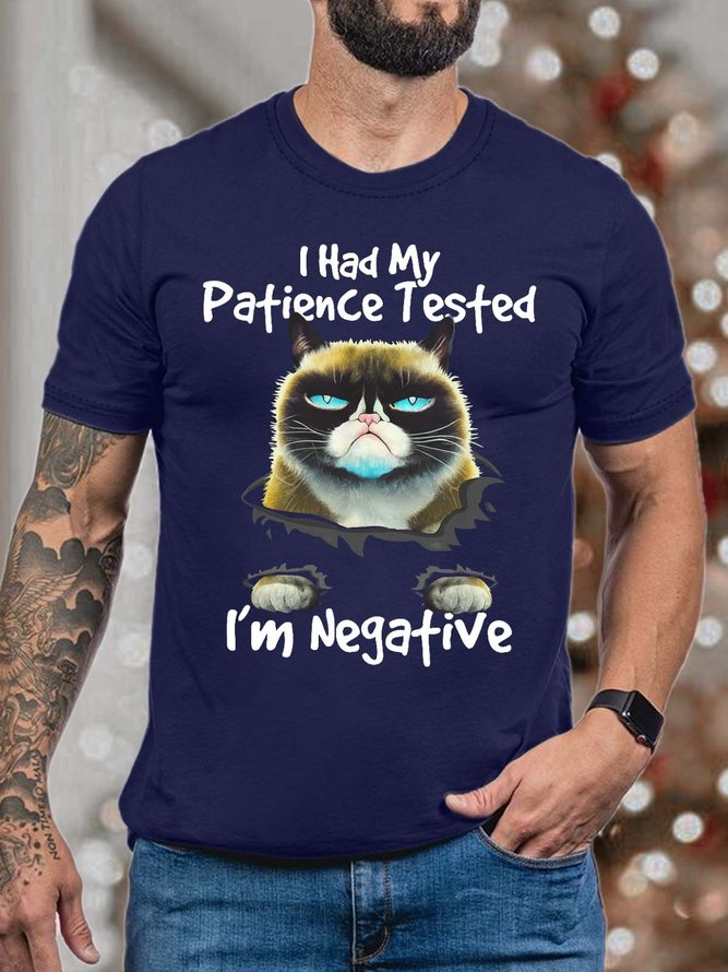Men I Had My Patience Tested I’m Negative Crew Neck Casual Fit T-Shirt