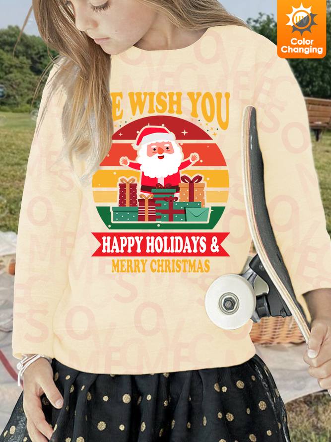 Lilicloth X Jessanjony Unisex We Wish You Happy Holiday And Merry Christmas UV Color Changing Children Sweatshirt