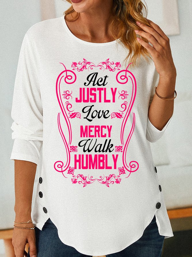 Lilicloth X Y Act Justly Love Mercy Walk Humbly Women's Long Sleeve T-Shirt