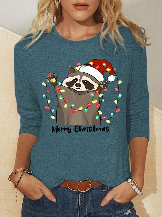 Merry Christmas Raccoon Women's Long Sleeve T-Shirt