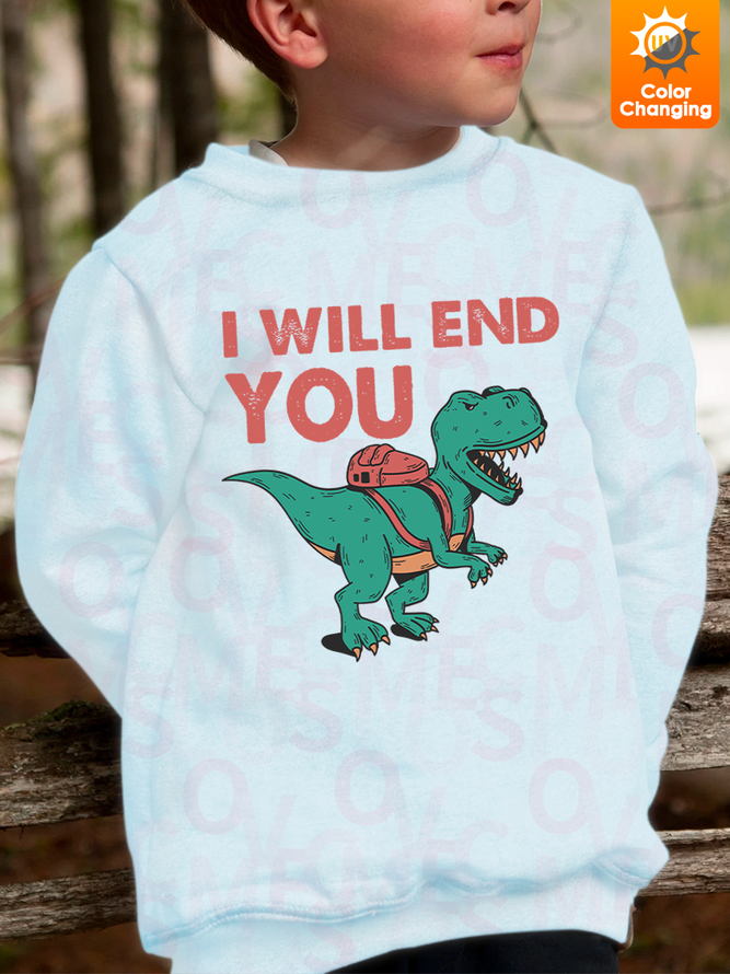 Lilicloth X Jessanjony Unisex I Will End You With Dinosaur UV Color Changing Children Sweatshirt