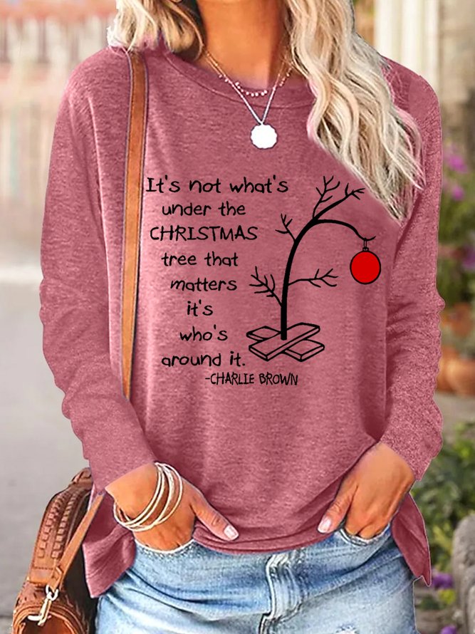 Women Charlie Brown Christmas It's not what's under the tree that matters, it's what's around it Simple Text Letters Top