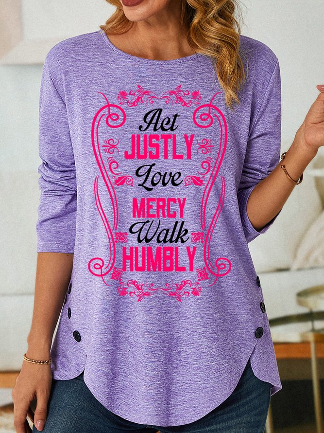 Lilicloth X Y Act Justly Love Mercy Walk Humbly Women's Long Sleeve T-Shirt