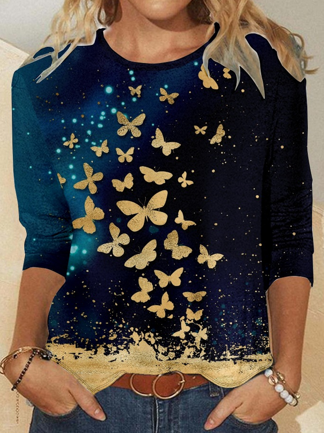 Womens Butterfly Print Casual Top