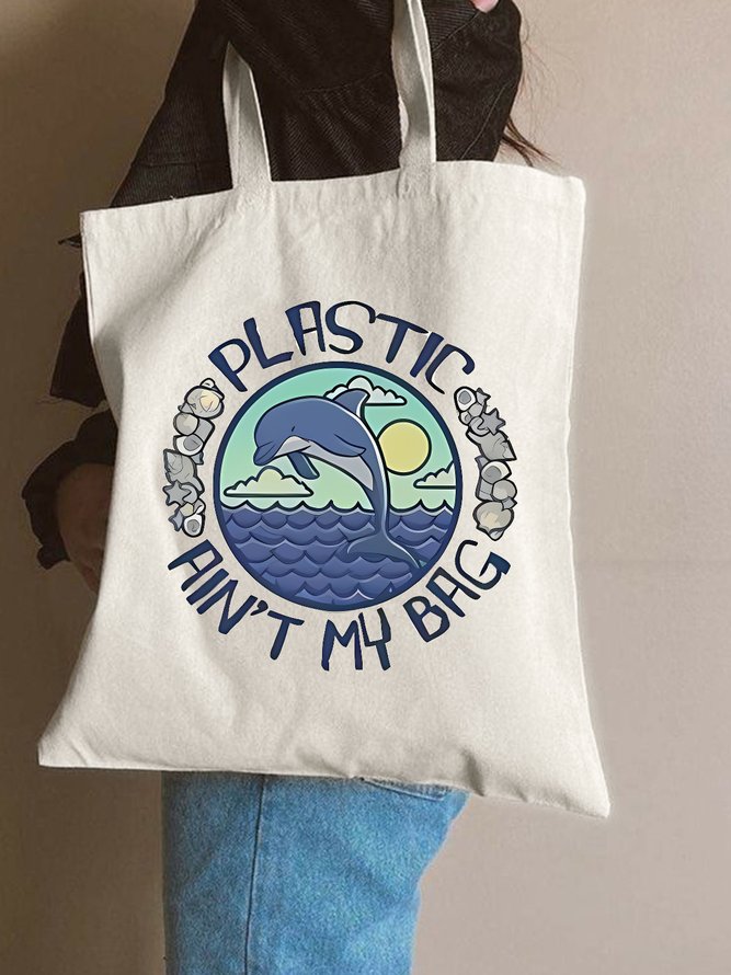 Plastic An't My Bag Dolphin Animal Graphic Shopping Tote