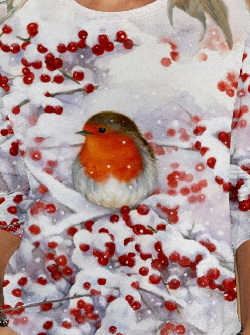 Womens Christmas Bird Print Top