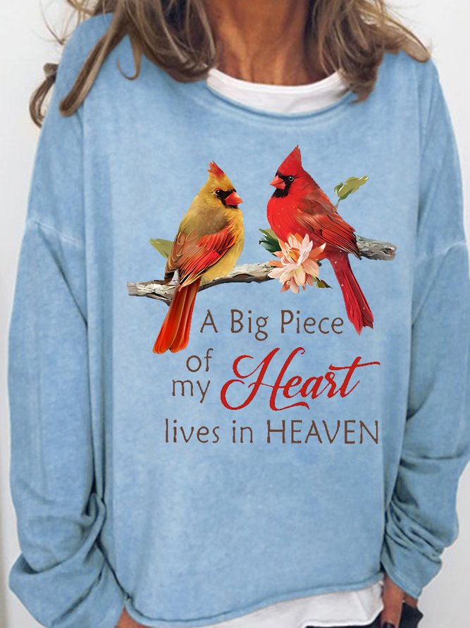 Womens A Big Piece Of My Heart Lives In Heaven Crew Neck Sweatshirt