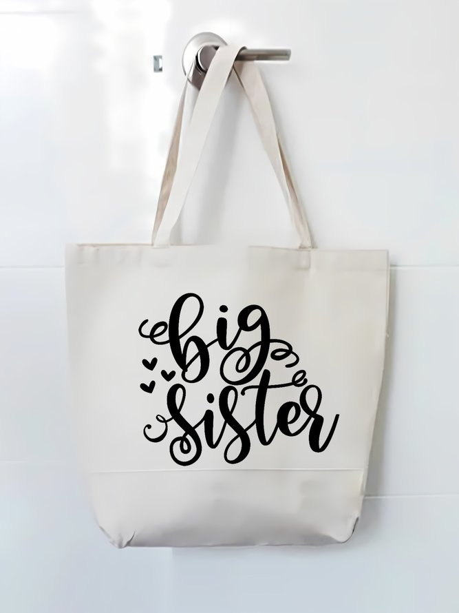 Big Sister Family Text Letter Shopping Tote