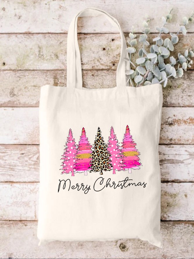 Christmas Tree Graphic Print Shopping Tote
