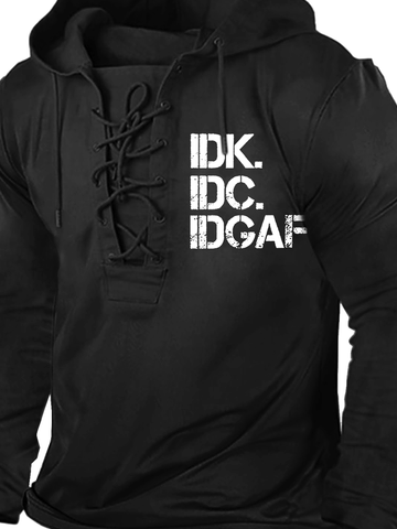 Men Idk Idc Idgaf Text Letters Sweatshirt