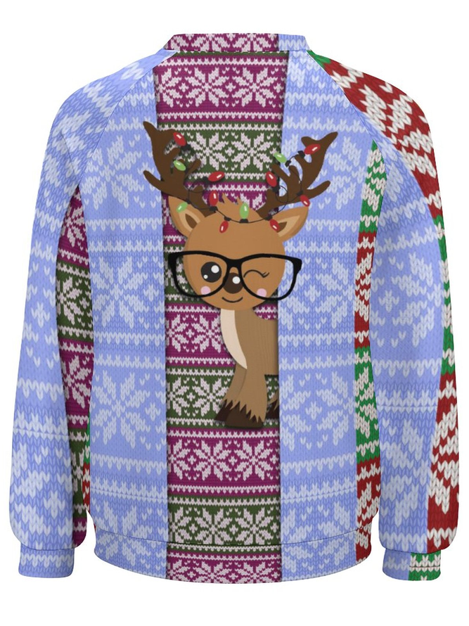 Lilicloth X Paula Reindeer Christmas Sweater Print Women's Raglan Sleeve Sweatshirt