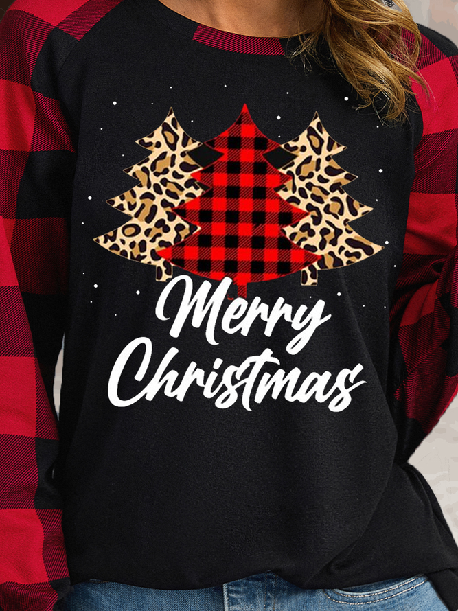 Womens Marry Christmas Holiday Crew Neck Top
