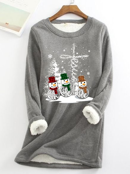 Women's Funny Christmas Snowman Simple Warmth Fleece Sweatshirt