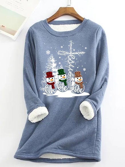Women's Funny Christmas Snowman Simple Warmth Fleece Sweatshirt