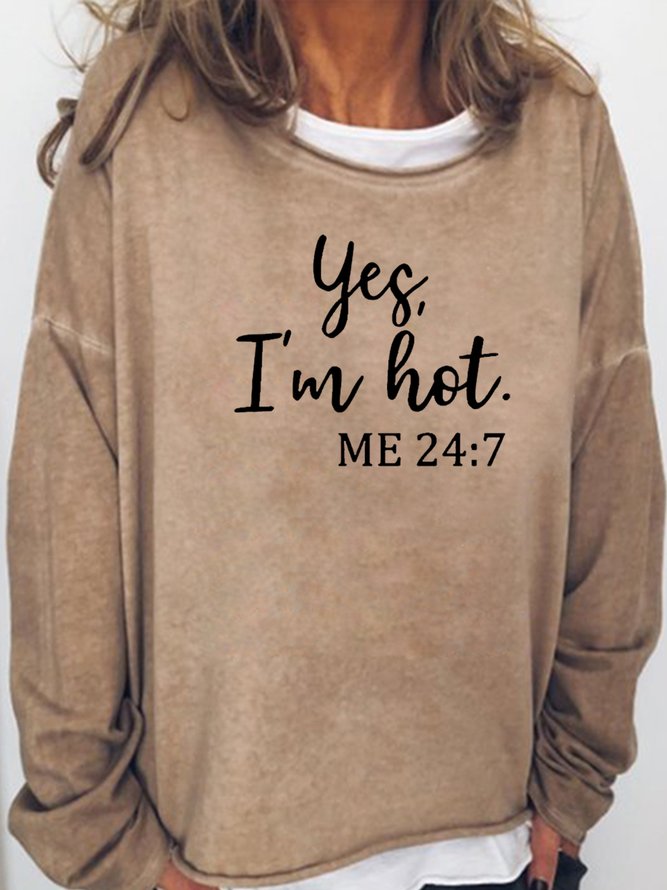 Womens Funny Gift Yes I’m Cold 24/7 Crew Neck Casual Sweatshirt