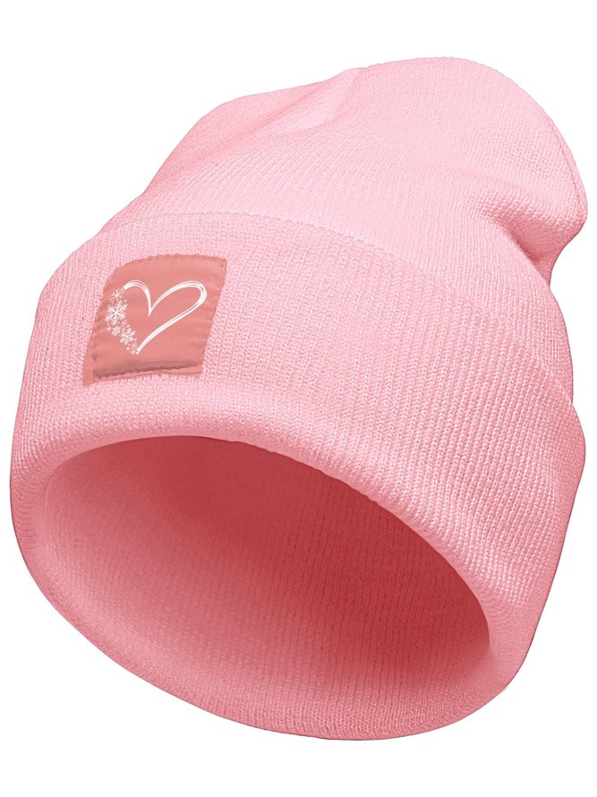 Snowflake Heart For Christmas Graphic Beanie Hat