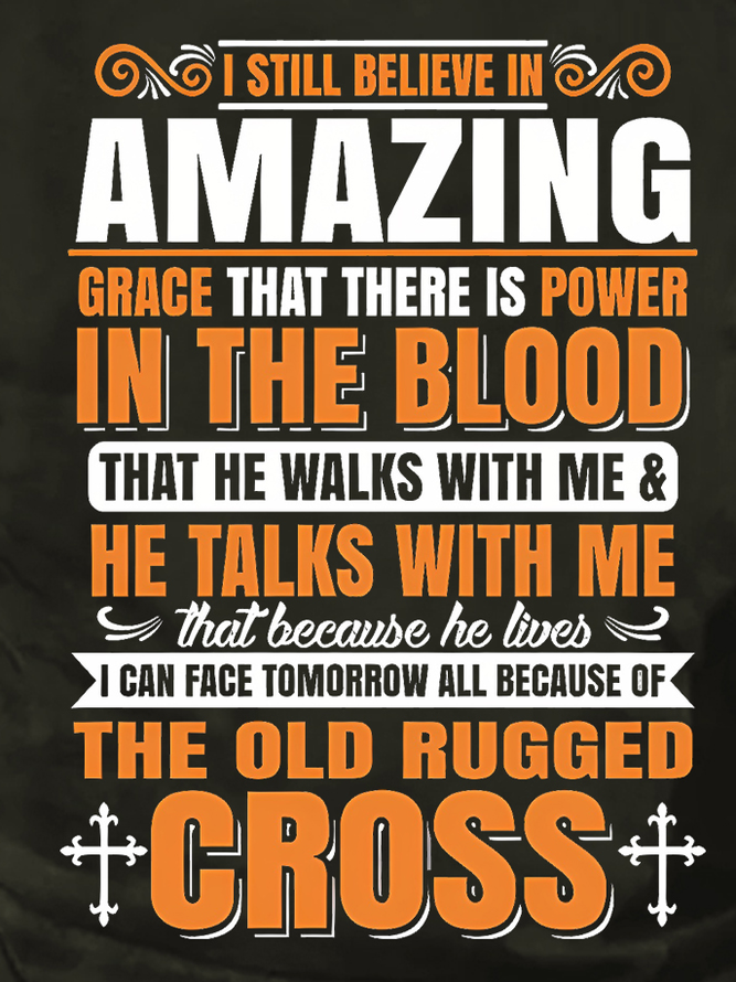 Mens Amazing Grace That There Is Power Funny Graphics Printed Crew Neck Regular Fit Text Letters T-Shirt