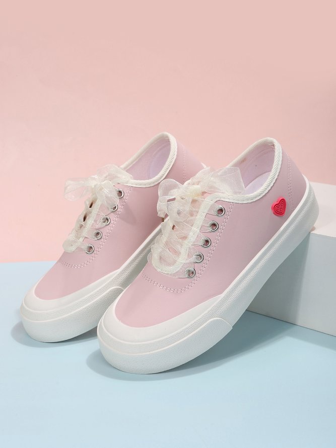 Women's Plain Lace-Up Casual Sneakers