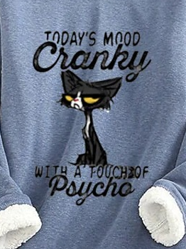 Women Funny Cat Crew Neck Sweatshirt