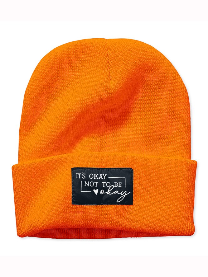 It's okay not to be okay  Mental Health Awareness Quote Text Letter Beanie Hat