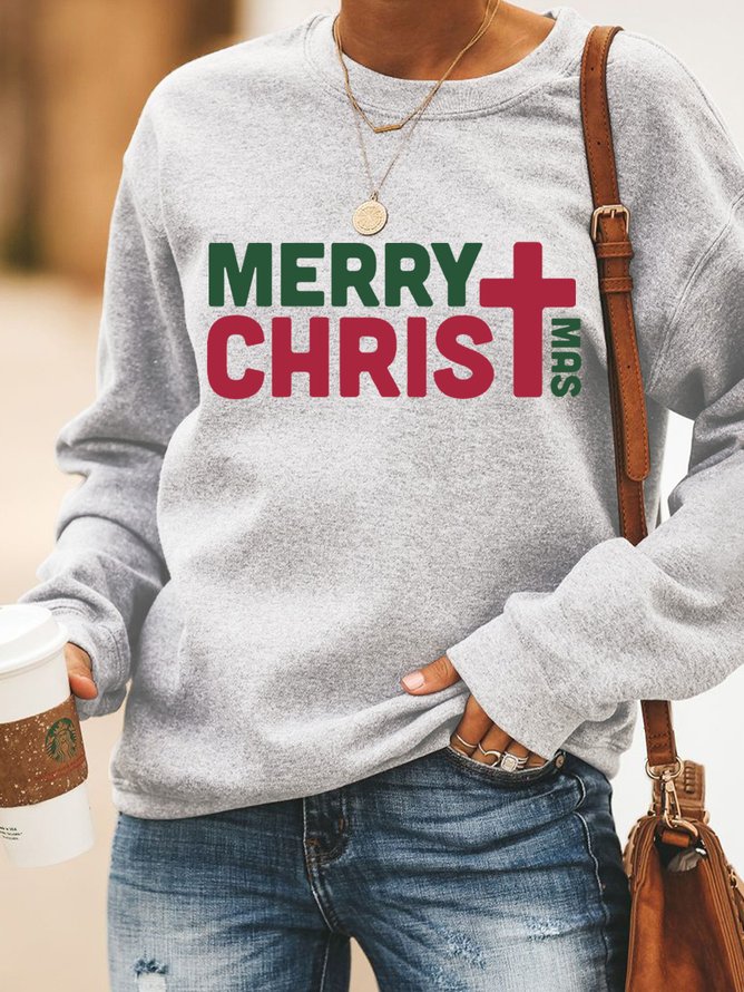 Merry Christmas With Cross Women's Sweatshirt