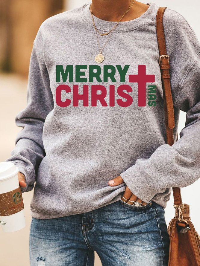 Merry Christmas With Cross Women's Sweatshirt