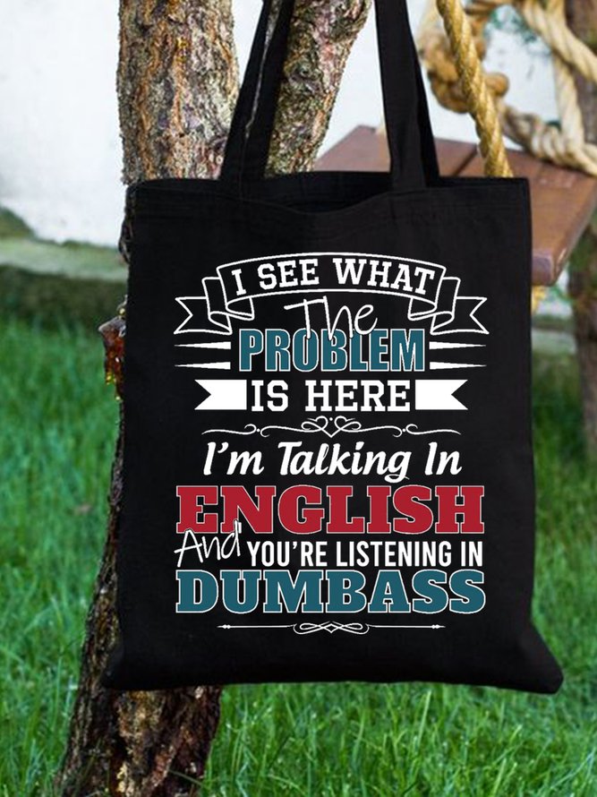 I See What The Problem Is Here Funny Text Letter Shopping Tote Bag