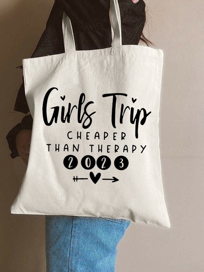 Girls Trip Cheaper Than Therapy Family Text Letter Shopping Tote Bag
