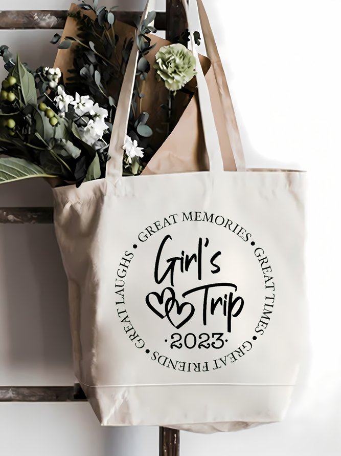 Girls Trip 2023 Family Text Letter Shopping Tote Bag