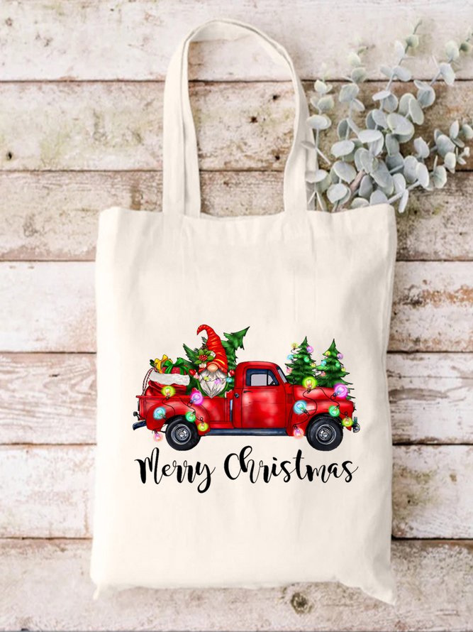 Christmas Gnome Buffalo Plaid Graphic Print Merry Christmas Shopping Tote Bag