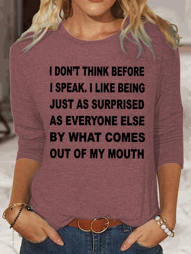 Womens I Don't Think Before I Speak Funny Letters Casual Top