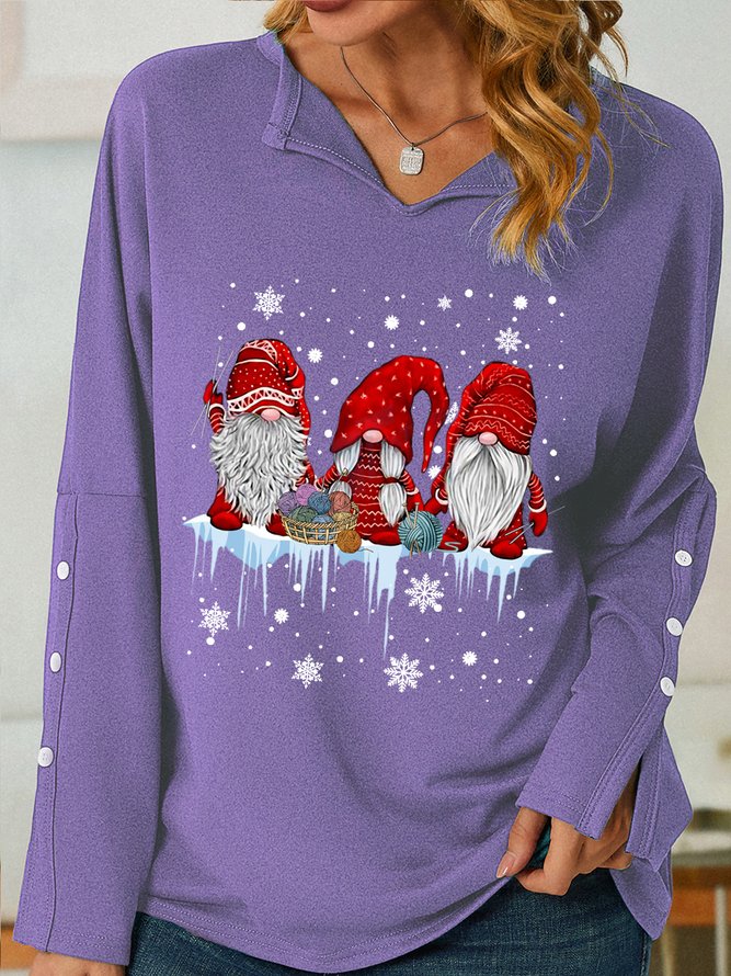 Christmas Graphic Women's V Neck Loose Sweatshirt