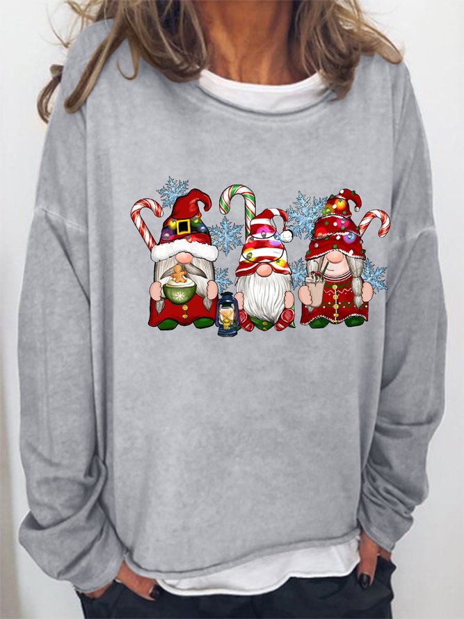 Women's Christmas Gnomes Crew Neck Simple Sweatshirt