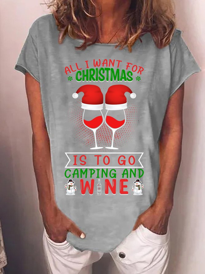 Lilicloth X Abu All I Want For Christmas Is To Go Camping And Wine Women's T-Shirt