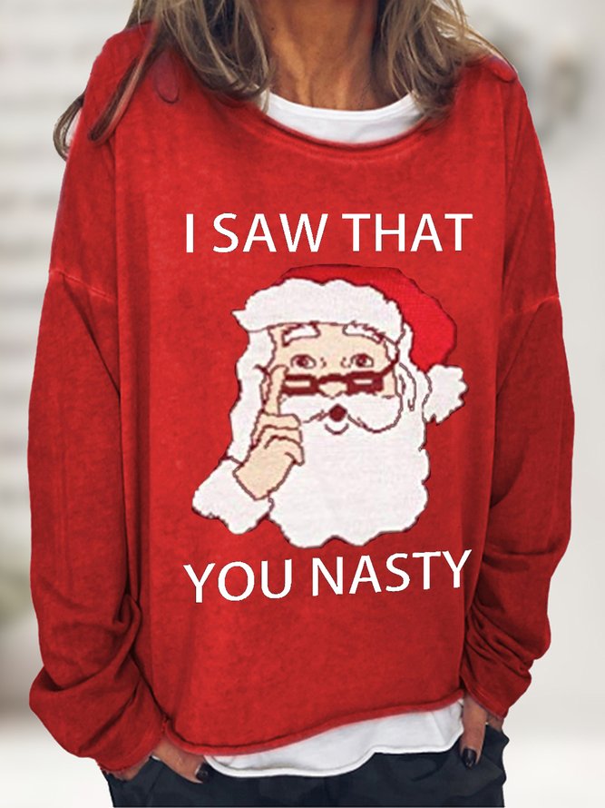 Women Funny Ice Christmas Loose Crew Neck Simple Sweatshirt