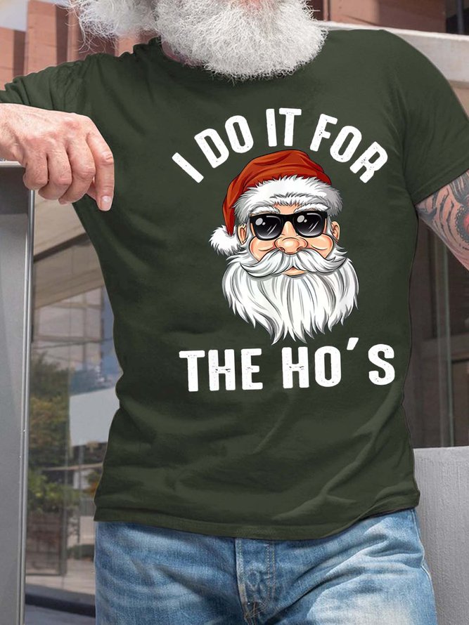 Men’s I Do It For The Ho’s Merry Christmas Cotton T-Shirt