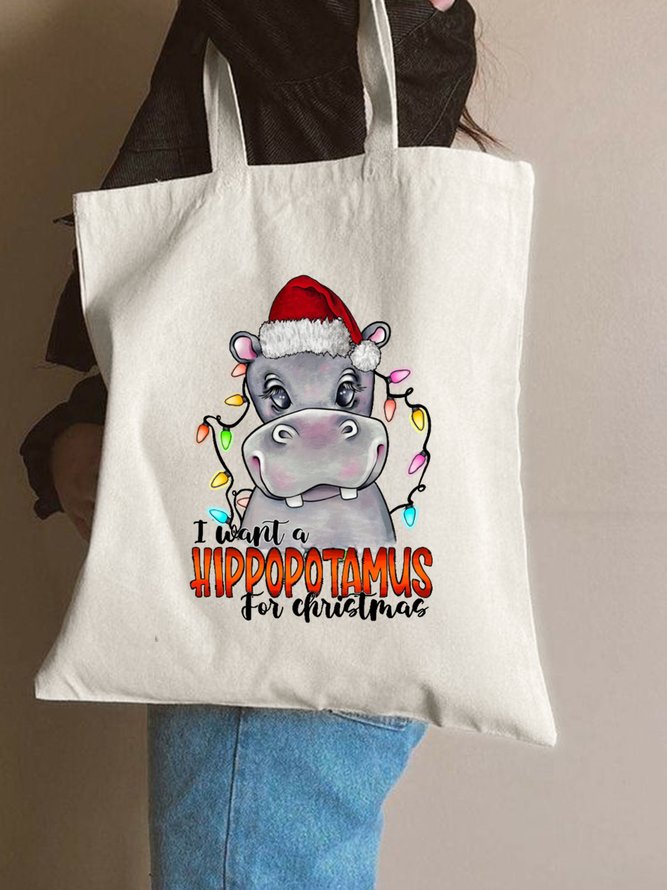 I Was A Hippopotamus For Christmas Funny Graphic Shopping Tote Bag