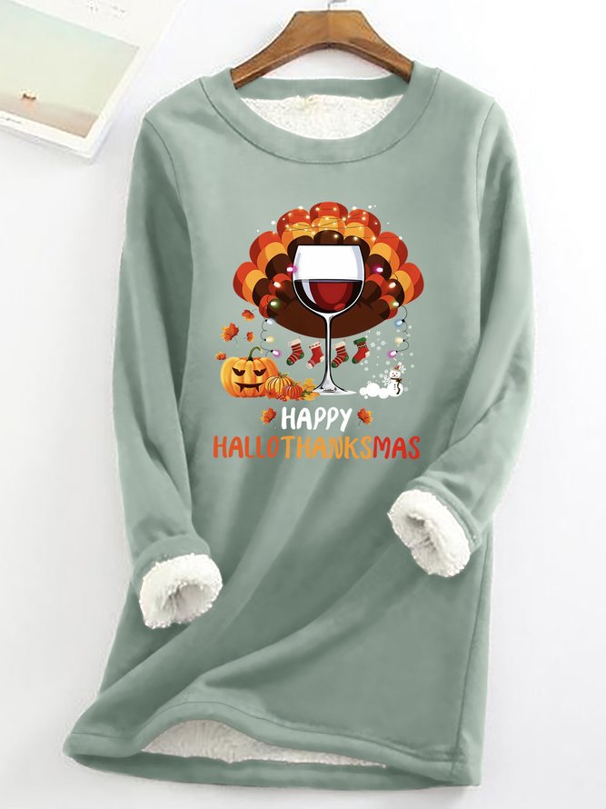 Happy Hallothanksmas Women's Warmth Fleece Sweatshirt