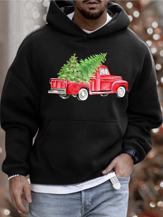 Men’s Merry Christmas Tree Casual Loose Hoodie Sweatshirt
