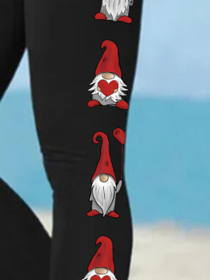 Women's Cute Gnomes Heart Valentines Simple Regular Fit Leggings