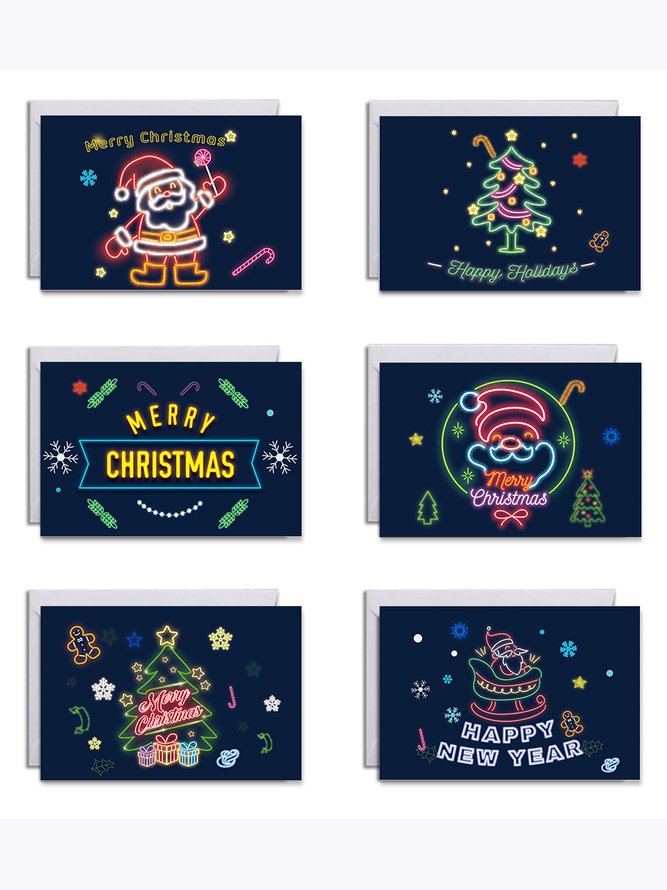 6 Pack Neon Christmas Gift Card Sets