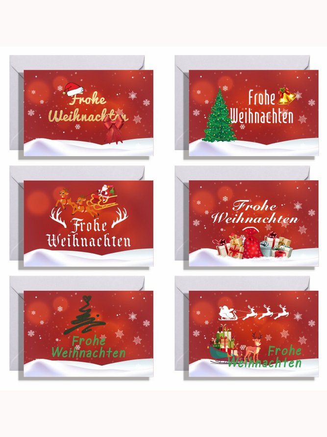 Merry Christmas 6 pack English & German Christmas Gift Card Sets