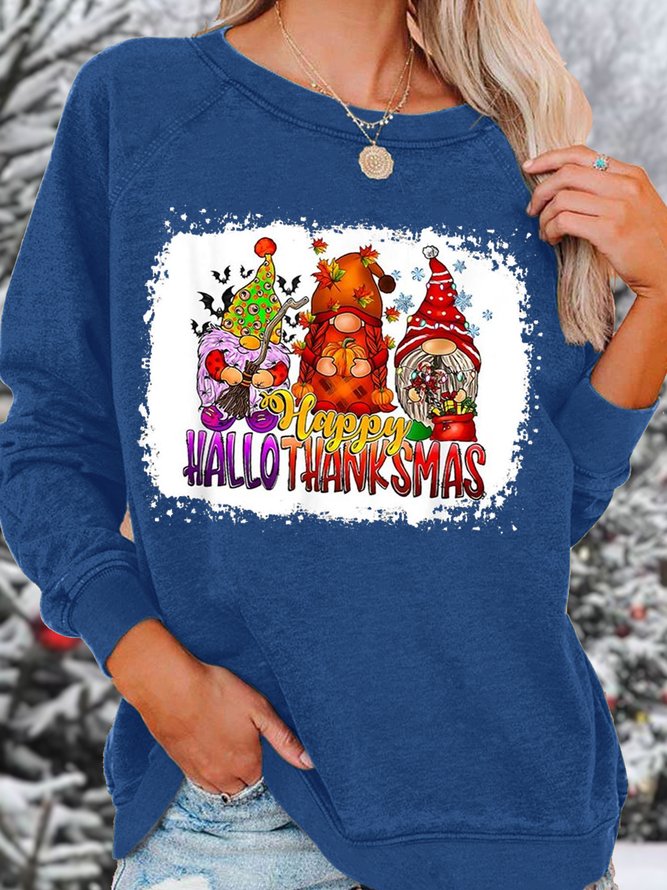 Women's Gnomes Halloween Thanksgiving Christmas Happy Sweatshirt