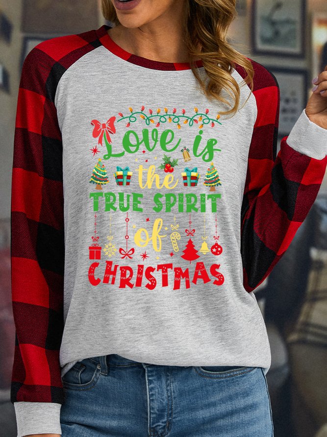 Lilicloth X Manikvskhan Love Is The True Spirt Of Christmas Womens Long Sleeve Buffalo Plaid T-Shirt