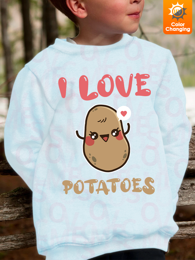 Lilicloth X Jessanjony Unisex I Love Potatoes UV Color Changing Children Sweatshirt