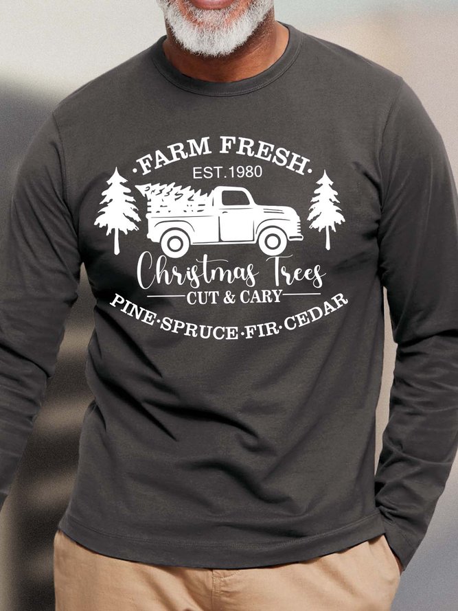 Men’s Farm Fresh Christmas Trees Cut And Cary Casual Cotton Top